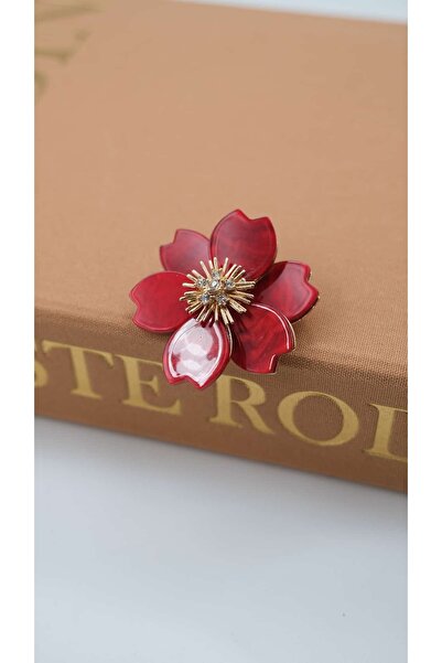 Jerie Kırmızı Çiçek Broş