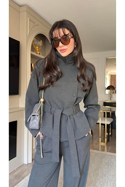 HAZELANNA Anthracite Jacket-Pants Set