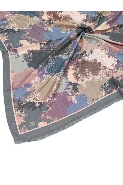 mim eşarp Ebruli Kışlık Desenli Eşarp 95x95 cm