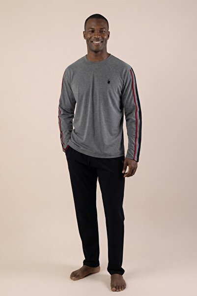 Polo Republica & CO Muška pidžama sa dugim rukavima, Pamuk dela, antracit, ud...