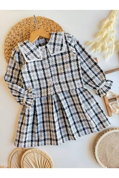 Karan Kids Girls Tweed Dress and Coat Two-Piece Set