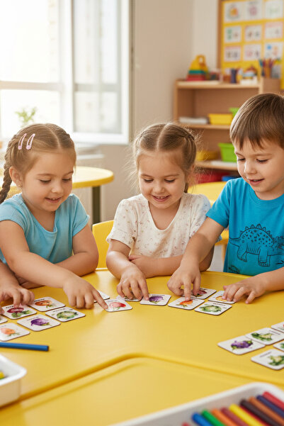 kutuTR Set of 4 Intelligence Matching Game – 64 Wooden Cards – Vehicles, Fruits and Vegetables Educational