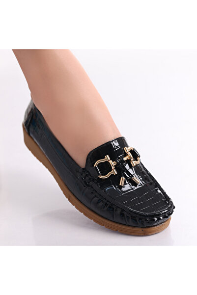 OEM Pantofi casual de damă din piele lăcuită neagră Carilla, 36