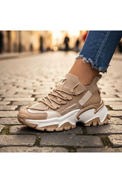 Modlet.ro Women's khaki thick-soled sneakers MOD09199