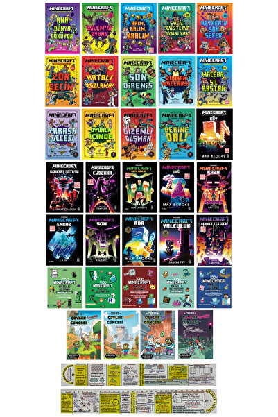 XLibris Minecraft Roman-Hikaye-Boyama-Çizgi Roman Seti 34 Kitap Dev Set + Özel Cetvel
