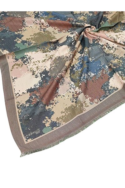 mim eşarp Ebruli Winter Patterned Scarf 95X95 cm