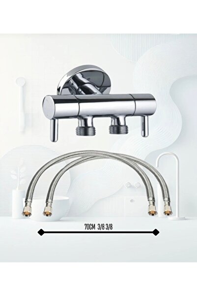 luxury faucet صنبور مزدوج مع وصلة مرنة 70 سم مكونة من قطعتين مع شبكة فولاذية