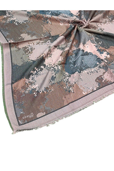 mim eşarp Ebruli Winter Patterned Scarf 95X95 cm