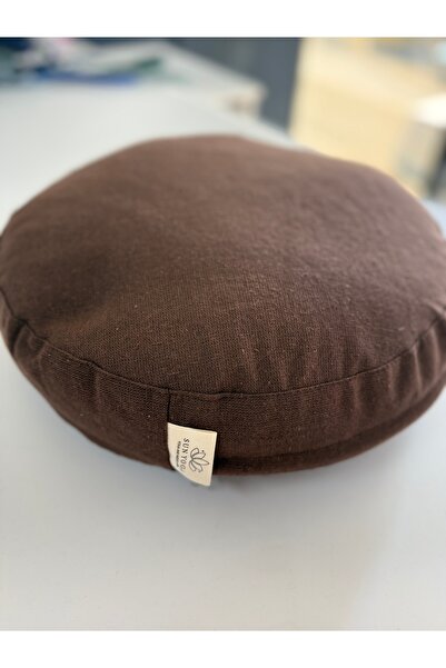 SUNYOGA Zafu Yoga Meditation Cushion Buckwheat Hull Filled Brown Color Linen Cotton Fabric