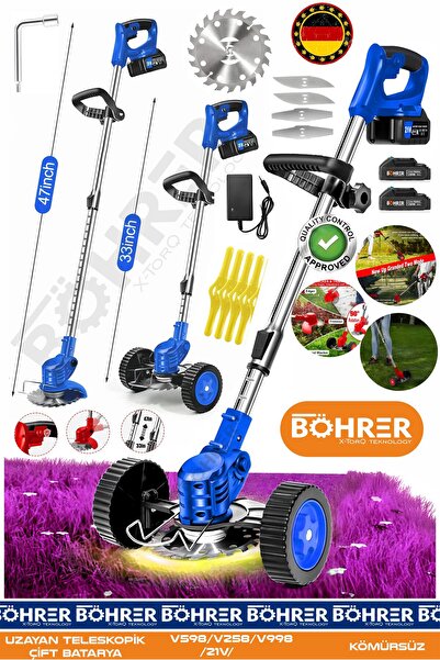 BÖHRER 21V BA011140M Akülü Çim Biçme Makinesi - Şarjlı Ot Kesme Ve Kenar Düze...