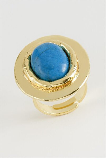 ZERO LAND OZLSTOR خاتم بيضاوي الشكل من حجر الفيروز (175027)-أصفر