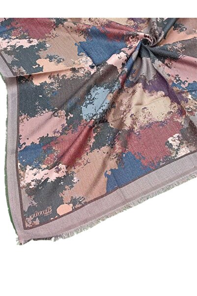 mim eşarp Ebruli Winter Patterned Scarf 95X95 cm