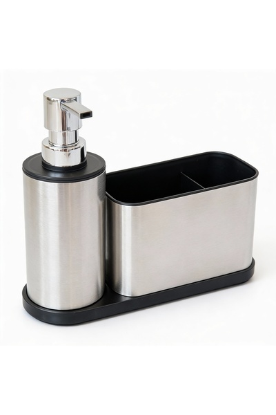 SweetHomes`s Arow Flowe Paslanmaz Çelik Sıvı Sabunluk & Organizer Seti