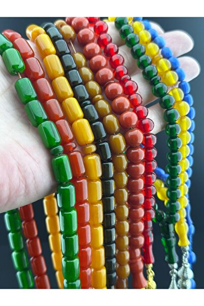 Jewel سبحة رجالية - 10 قطع من الخرز العتيق - كهرمان مضغوط - سبحة بشرابة من صو...