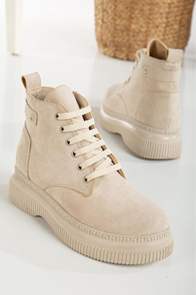 Mc vay Shoes Γυναικείες μπότες από συνθετικό δέρμα με λεπτομέρειες από πέτρα με κορδόνια και φερμουάρ Γυναικείες μπότες και μποτάκια