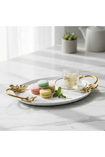 Generica صينيه معدن للضيافه والتقديم لون ابيض