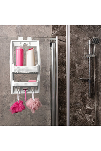 Mons Qlux Banyo Köşesi Asılabilir Duşakabin Rafı Vidalı Yapışkanlı Şampuanlık...