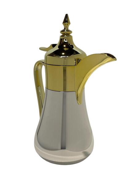 Generic Coffee thermos shaped like a traditional coffee pot, available in gold and silver, 700ml capacity.