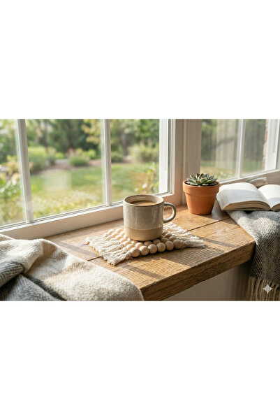 NGAHOME Macrame Wooden Bead Coaster |   Bohemian Decorative Natural Coasters