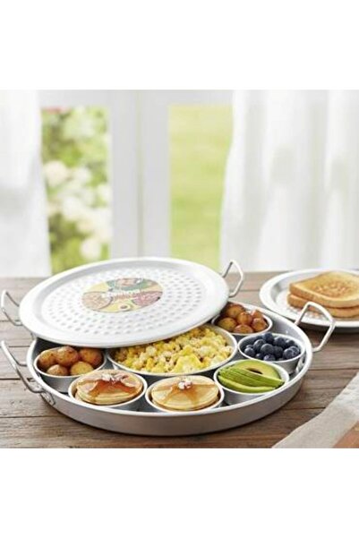 Generica صينيه فطور مع 9 صحون صغيره وواحد وسط وغطا