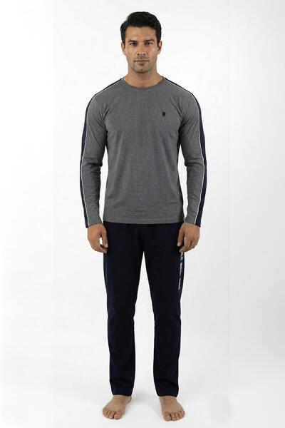 Polo Republica & CO Muški set pidžama dugih rukava antracit boje Pamuk komada...