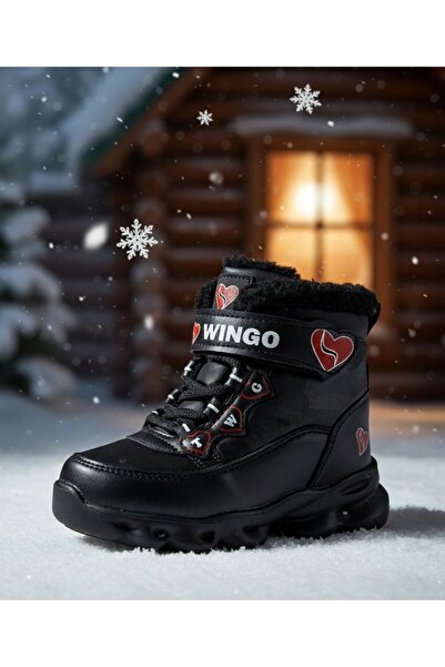 asyagiyimavm25 NGO Su Geçirmez Kürklü Kalp Detaylı Çocuk Kar Botu