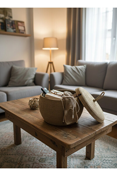 Dosade Decorative Covered Wicker Basket Curved Handwoven Organizer