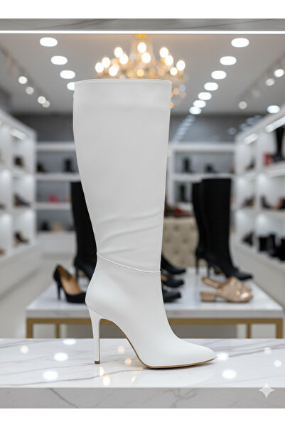 MİSS PARK MODA White Heeled Women's Boots