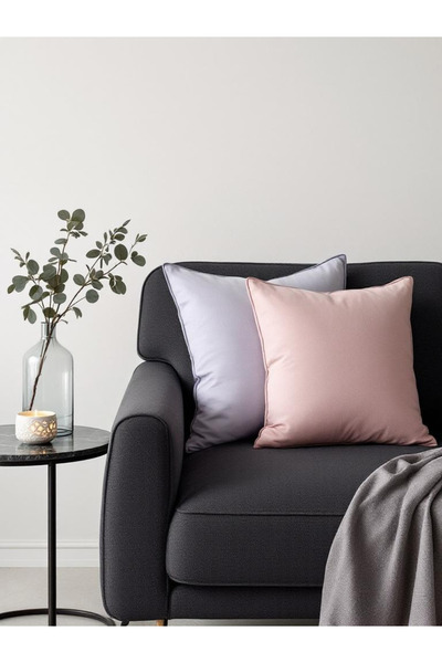 JACA 2-Piece Square Linen Fabric Solid Color Throw Pillow Cover (2 Pieces)