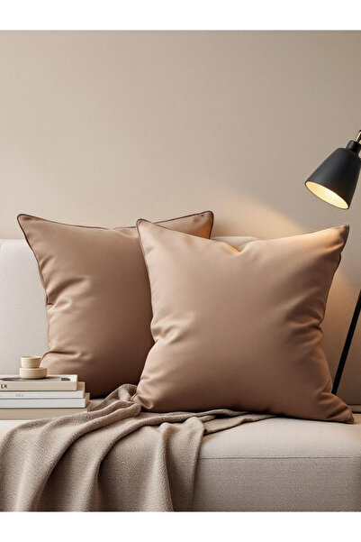 JACA 2-Piece Square Linen Fabric Solid Color Throw Pillow Cover (2 Pieces)