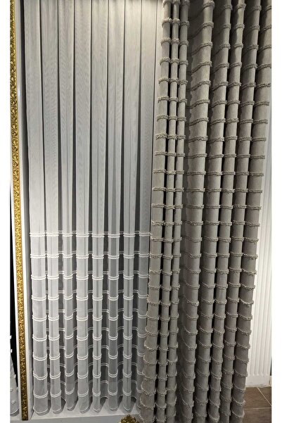 Taç Trendy Product: Tight Pleated Ribbon Pattern on Bamboo Floor with Pompom Detail, No Ironing Required