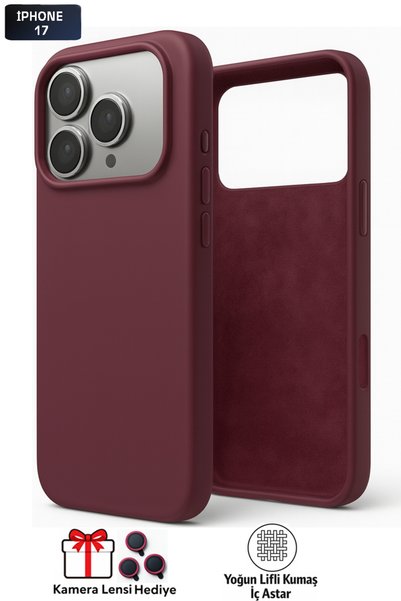 Tech&bello accessories غطاء سيليكون قابل للمسح متوافق مع آيفون 17 مع عدسة كام...