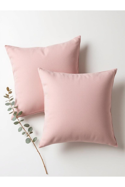 JACA 2-Piece Square Linen Fabric Solid Color Throw Pillow Cover (2 Pieces)