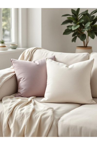 JACA Husă de pernă din țesătură de in, în formă pătrată, de culoare uni (2 bu...