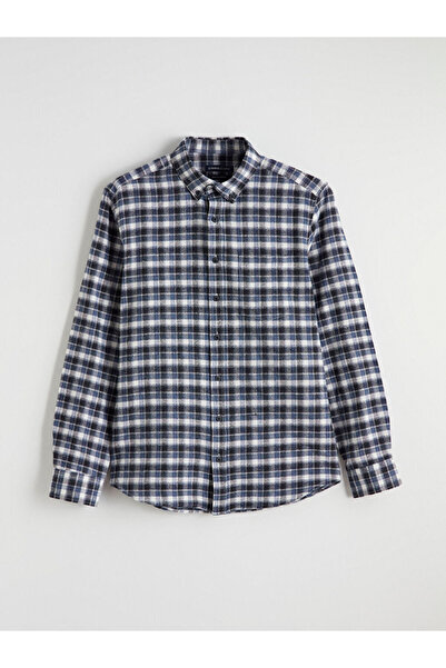 LC Waikiki Lcwaikiki Classicindigo Regular Fit Plaid Gabardine Men's Shirt