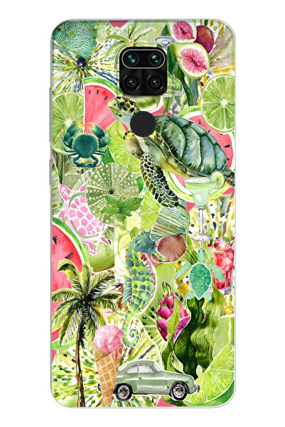 Manitoba Xiaomi Redmi Note 9 Uyumlu Baskılı Yumuşak Silikon Şeffaf Telefon Kı...