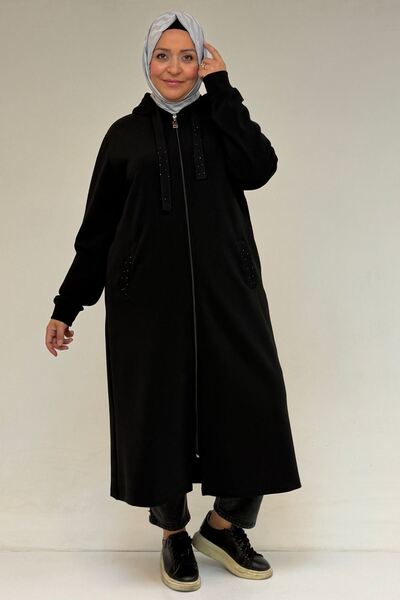 Eslina 53067 Jachetă de oțel cu glugă de mărime mare - negru