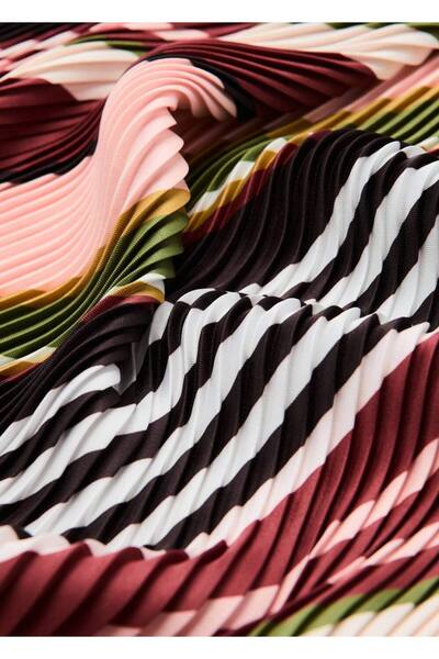 MANGO Woman Desenli pileli fular