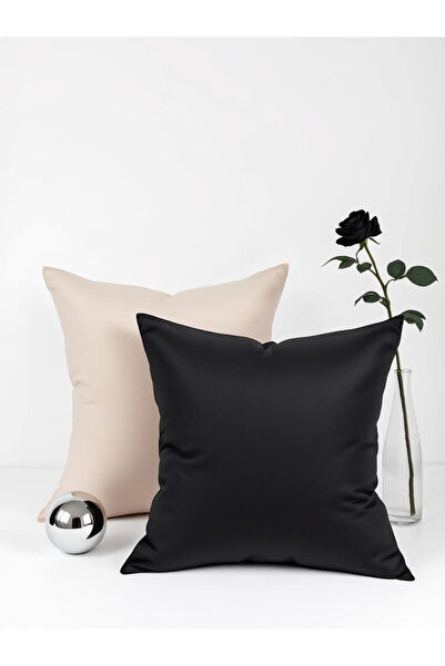 JACA 2-Piece Square Linen Fabric Solid Color Throw Pillow Cover (2 Pieces)