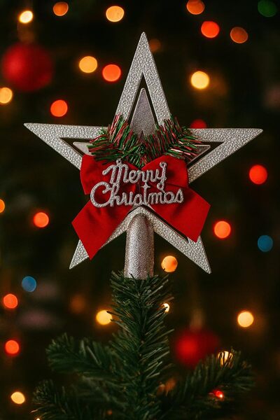 OKAVANGO Steaua de brad cu panglică, ornament de Crăciun cu mesajul „Crăciun ...