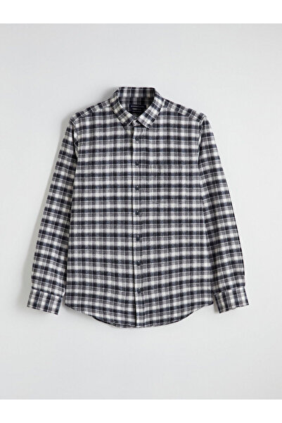 LC Waikiki Ανδρικό πουκάμισο LCWAIKIKI ClassicGrey Regular Fit καρό γαμπαρντίνα