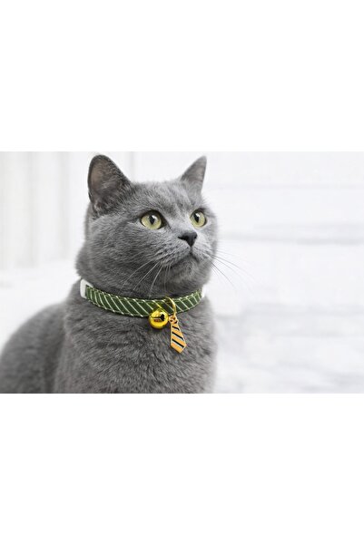 PAWNEST Striped Cat Collar with Tie Charm – Adjustable with Safety Buckle, Be...
