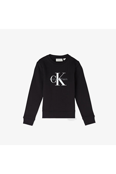 Calvin Klein Monogram Terry Çocuk Siyah Sweatshirt