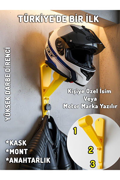açelya3d Motor Kask Duvar Tutucu Askılığı Aparat Askı Montaj Askısı Aparatı Askılık
