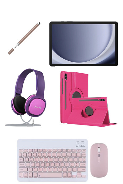 Samsung Galaxy Tab A9+ 11''İNCH (PLUS) 8/256GB TABLET+GOLD KALEM+PEMBE KILIF+PEMBE KLAVYE MOUSE+KULAKLIK