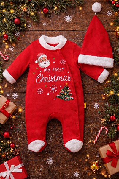 DeKuBaby Özel Yılbaşı Temalı Özel Şapkalı Bebek Tulumu