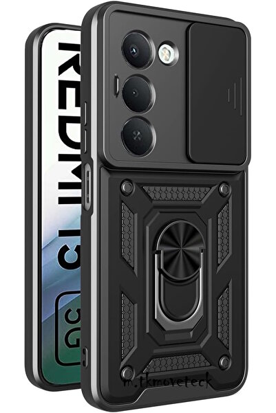 m.tk moveteck Xiaomi Redmi 15 Case Camera Protection Sliding Rotatable Ring Armor Military Tank Slide Cover