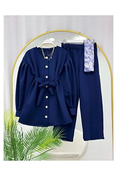 YILMAZBARMAZ costum dublu cu mâneci pliate pentru femei