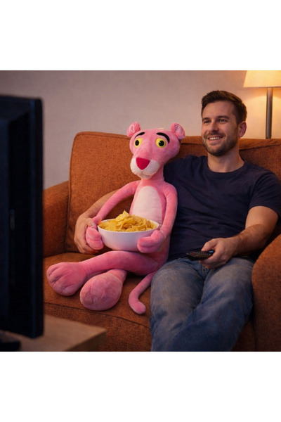 TOHA Pembe Panter Peluş Oyuncak - 95 cm Uzun Bacaklı Büyük Boy Hediyelik Peluş