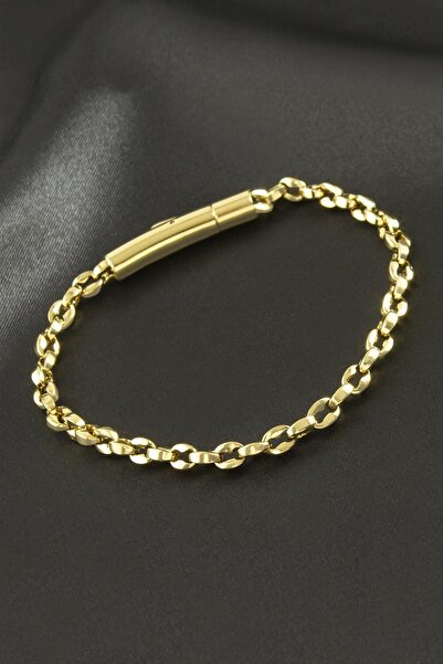 Bijuteri Net Reversed Flat Chain Luxury Steel Bracelet